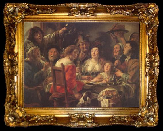 framed  Jacob Jordaens The King Drinks Celebration of the Feast of the Epiphany (mk05), ta009-2
